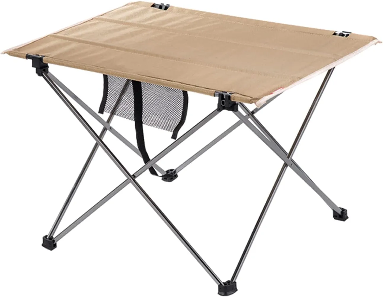 Portable Folding Camping Table 1 Pack, Folding Side Table Aluminum Splicable Picnic Table for Outdoor Cooking, Hiking, Travel, Picnic,Khaki,L