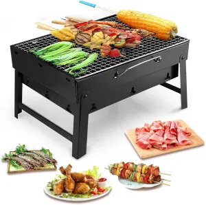 Portable Folding Charcoal BBQ Grill, Lightweight Tabletop Smoker for Outdoor Camping, Picnics, Beach Parties