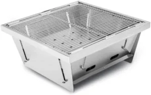 Portable Folding Charcoal Grill, Collapsible Outdoor BBQ Easy to Assemble & Clean, Stainless Steel, Compact Design for 3-5 People, Lightweight, 32.4cm x 32.4cm