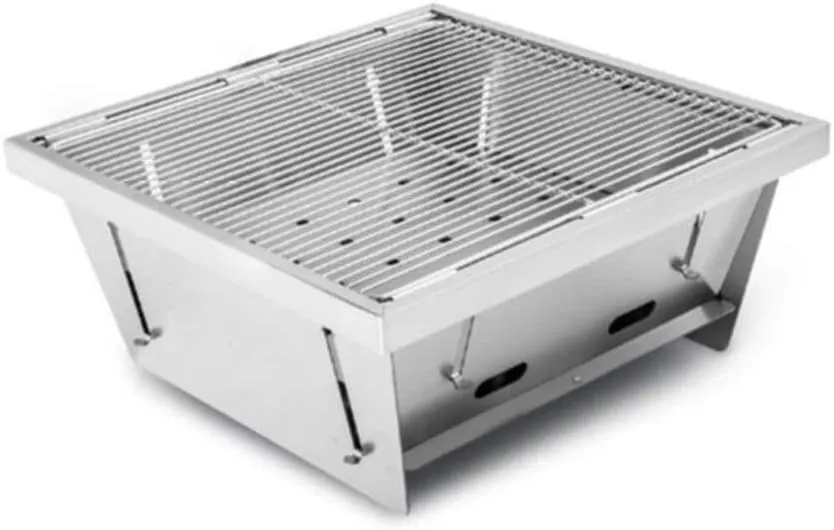 Portable Folding Charcoal Grill, Collapsible Outdoor BBQ Easy to Assemble & Clean, Stainless Steel, Compact Design for 3-5 People, Lightweight, 32.4cm x 32.4cm