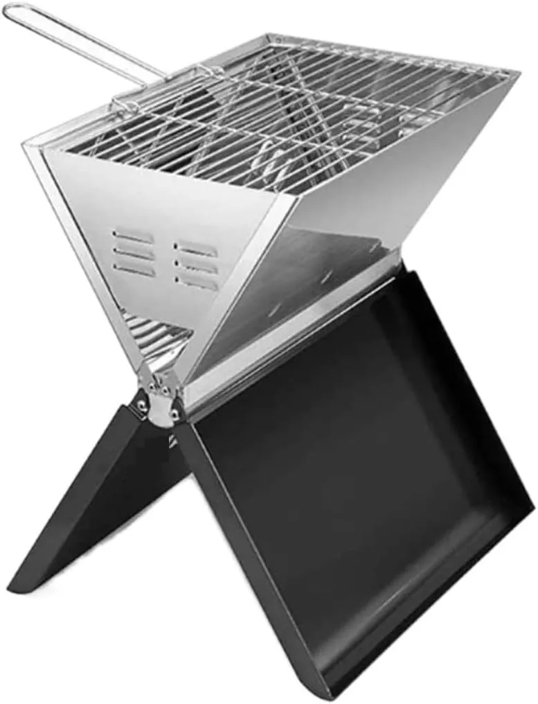 Portable Folding Stainless Steel Charcoal BBQ Grill for Camping Picnics Barbecue and Travel Outdoor Grill Tool for Garden Parties