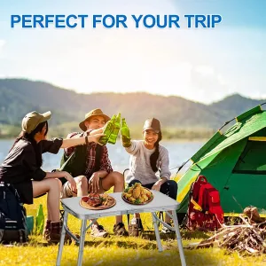 Portable Folding Table Camping Table with Adjustable Heights, Outdoor Cooking Table Camping Necessities, Small Collapsible Dining Table for Indoor Outdoor Camp Beach Party BBQ