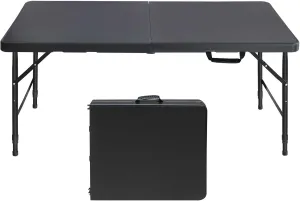Portable Folding Table for Family Gatherings, Camping & Outdoor Activities, Compact and Sturdy, 4ft Black