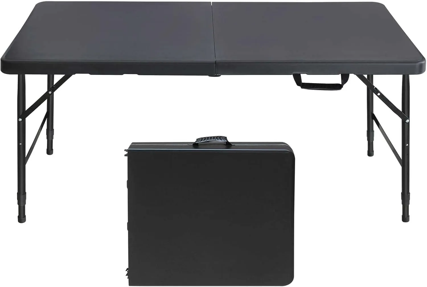 Portable Folding Table for Family Gatherings, Camping & Outdoor Activities, Compact and Sturdy, 4ft Black