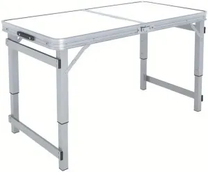 Portable Folding Table for Outdoor Activities, Lightweight Aluminum with Adjustable Heights, for Camping and Picnics, Beige and Silver Gray