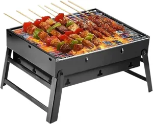 Portable Grill 17 Inch Foldable BBQ Charcoal Grill Portable Charcoal Grill Compact Small BBQ Grill Outdoor Travel Backyard Picnic Beach