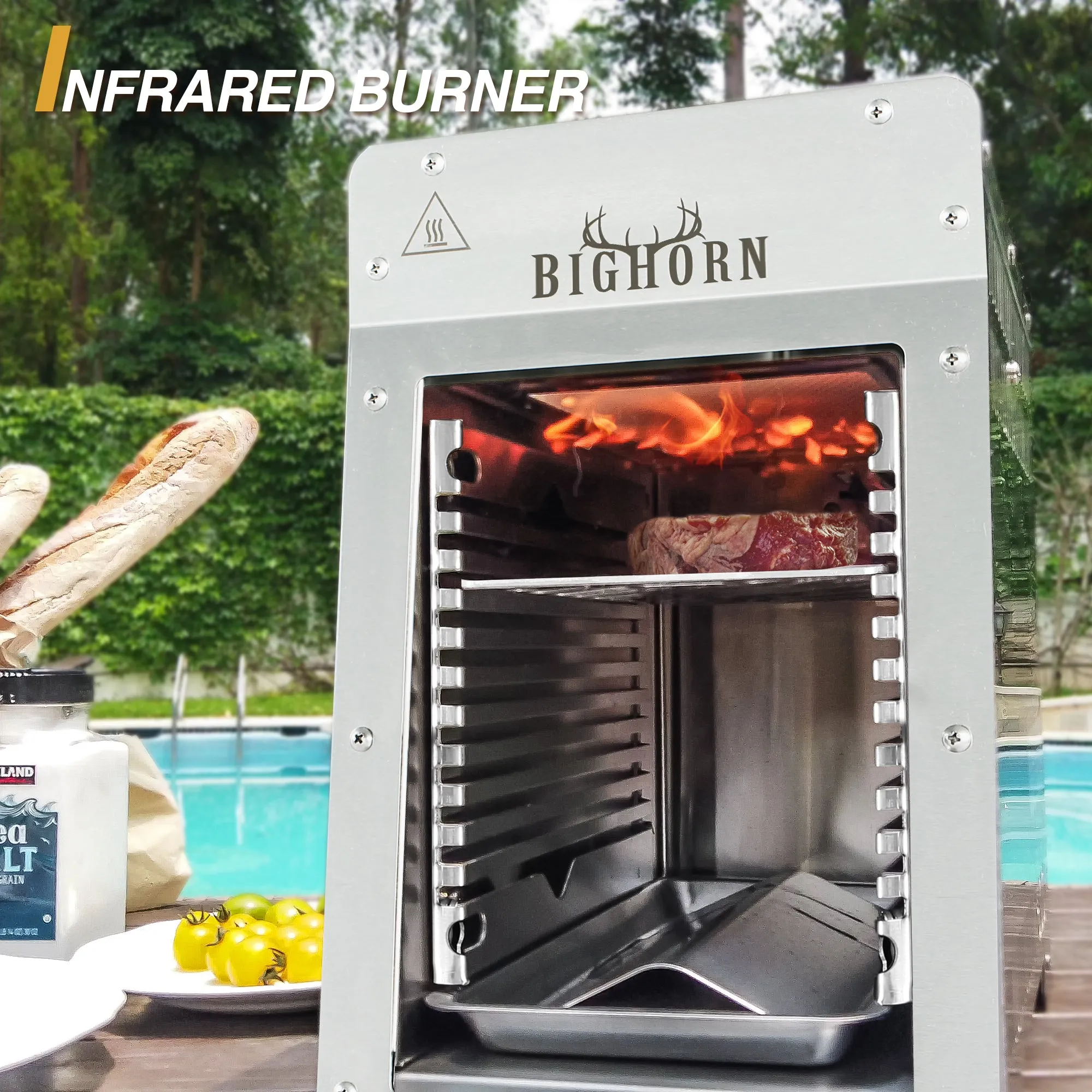 Portable Infrared Broiler Propane Gas Grill, 1500 Degree Stainless Steel Steak Grill