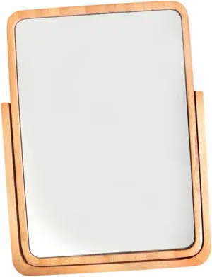 Portable Makeup Mirror Lights Wooden Desktop Large Mirror Area Safe Glass Distortion for Home Salon