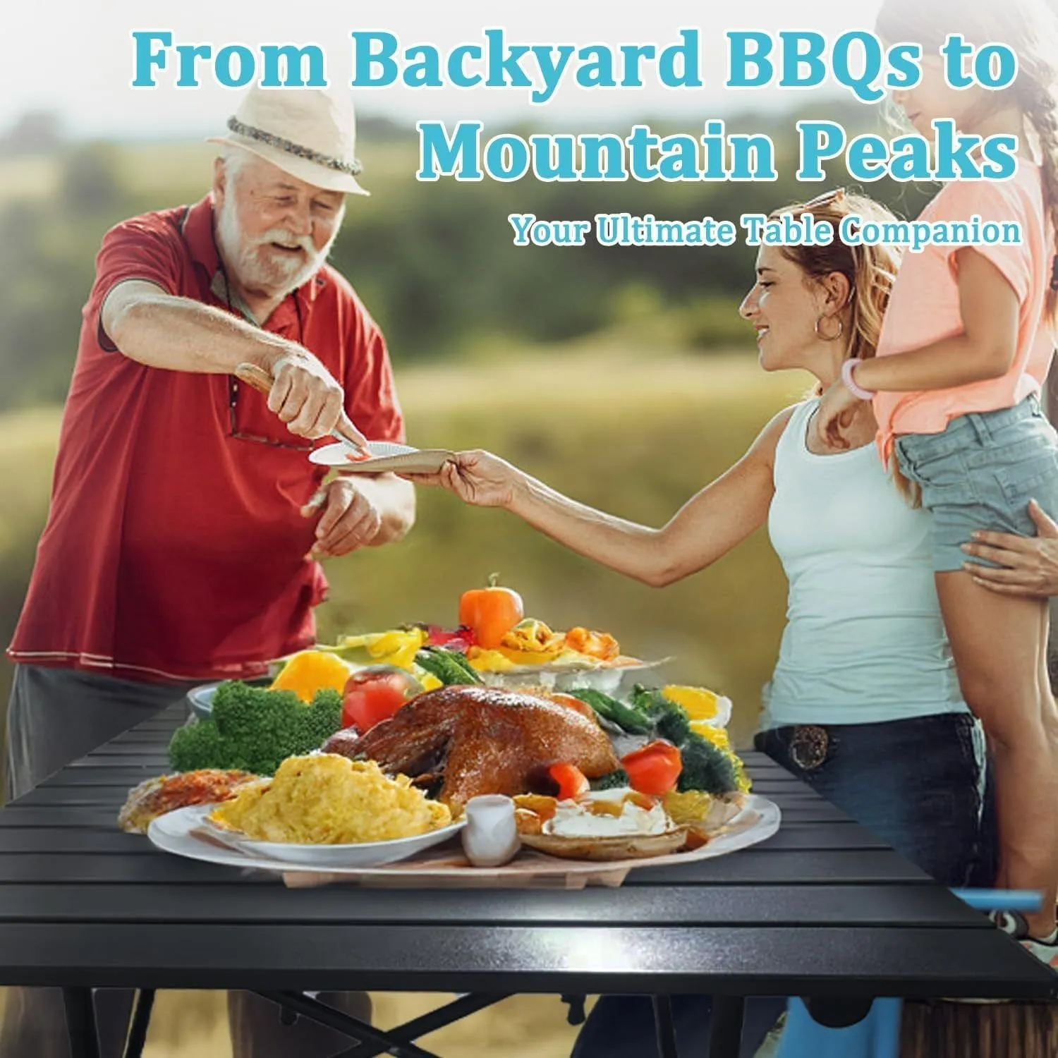 Portable Outdoor Folding Picnic Table, Lightweight Aluminum Roll-Up Camping Table with Carry Bag for Camping, Beach, Backyard, BBQ, Party, Patio, and Picnic