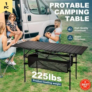 Portable Outdoor Folding Picnic Table, Lightweight Aluminum Roll-Up Camping Table with Carry Bag for Camping, Beach, Backyard, BBQ, Party, Patio, and Picnic