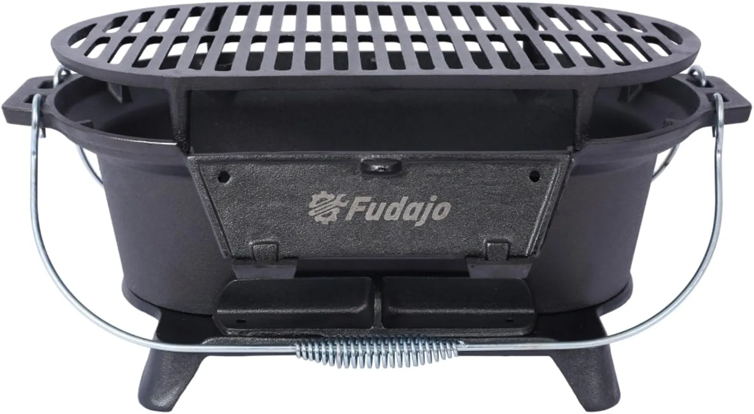 Portable Oval Cast Iron Grill - 100% Enameled Cast Iron Charcoal Grill, for Camping, Tailgating & Outdoor Cooking (19.6in*10.6in-Ellipse)