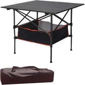 Portable Picnic Table, Folding Roll Up Camping Travel Table with Carry Bag for Trip, Backyard (颜色 : 80x80x70cm-B)