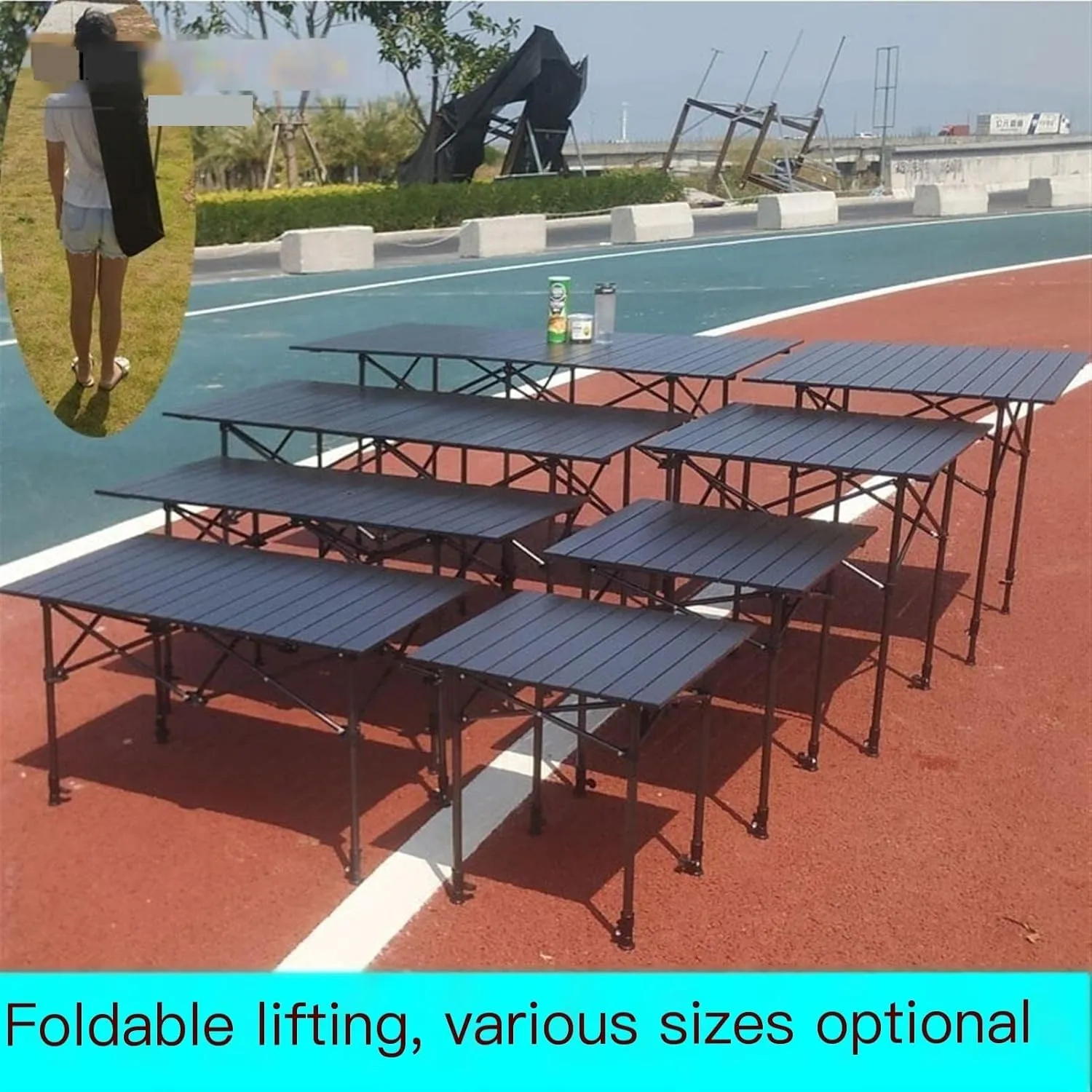 Portable Picnic Table, Folding Roll Up Camping Travel Table with Carry Bag for Trip, Backyard (颜色 : 80x80x70cm-B)