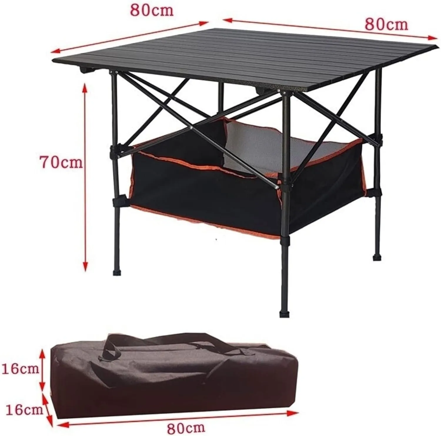 Portable Picnic Table, Folding Roll Up Camping Travel Table with Carry Bag for Trip, Backyard (颜色 : 80x80x70cm-B)