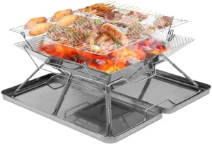 Portable Stainless Steel Barbeque Grill for Camping Picnics and Barbecues Outdoor Grill Tool for Backpacking Hiking and Travel