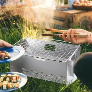 Portable Stainless Steel Mini Folding Grill - Compact Camping BBQ