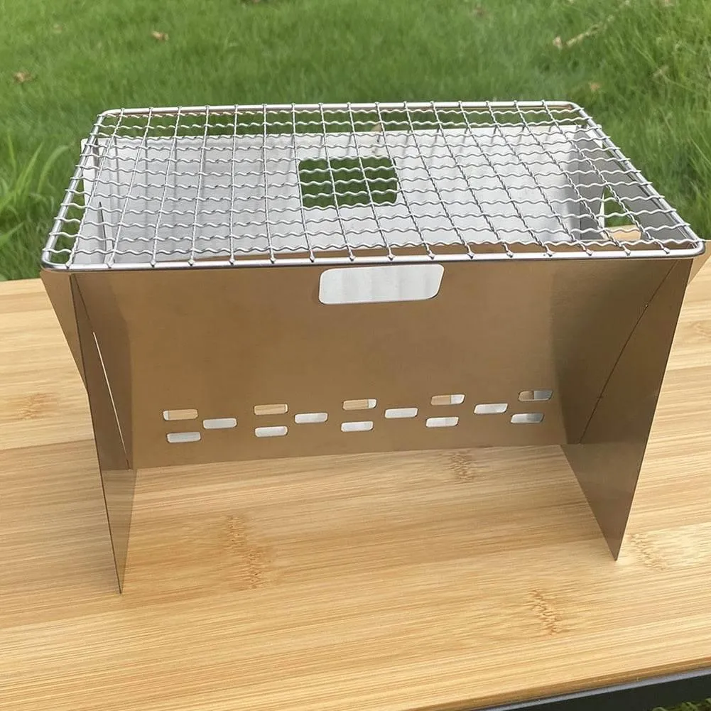 Portable Stainless Steel Mini Folding Grill - Compact Camping BBQ