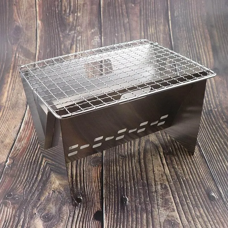 Portable Stainless Steel Mini Folding Grill - Compact Camping BBQ