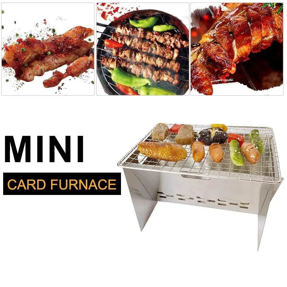 Portable Stainless Steel Mini Folding Grill - Compact Camping BBQ