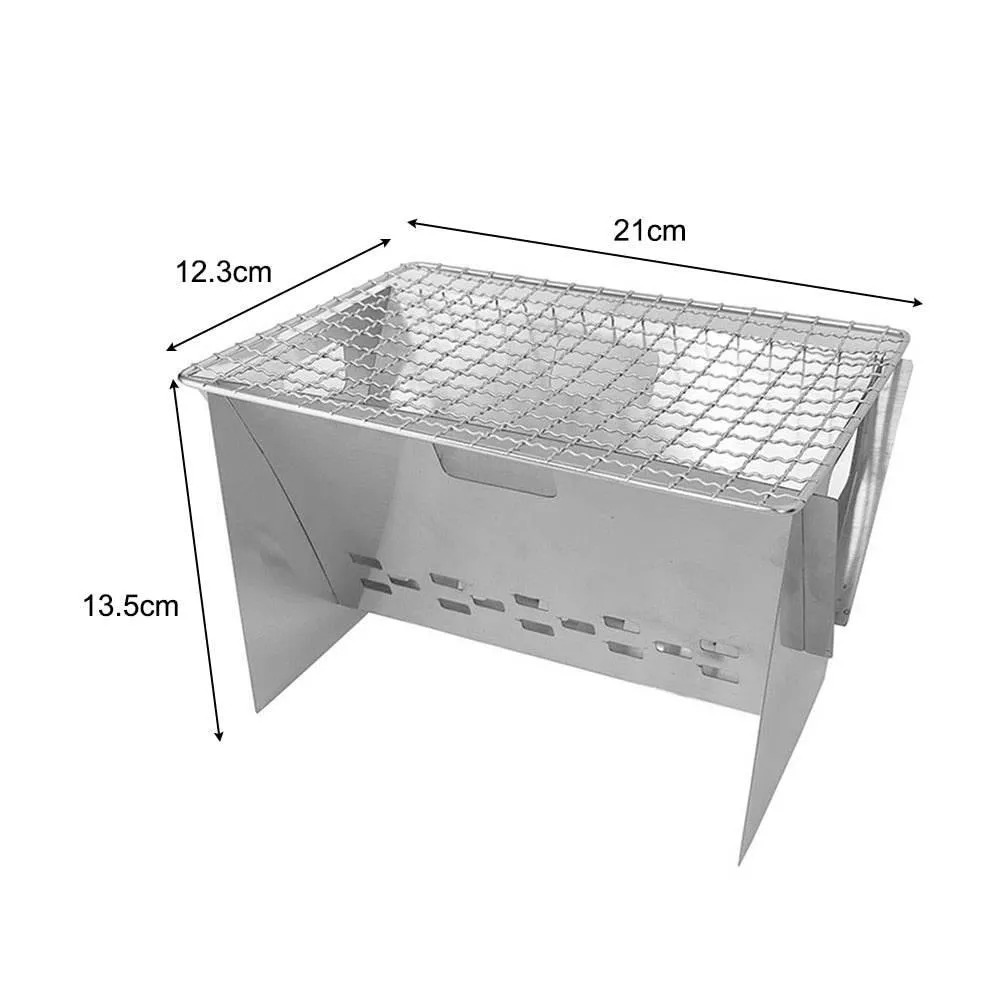 Portable Stainless Steel Mini Folding Grill - Compact Camping BBQ
