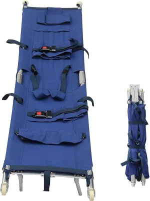 Portable Stretcher with Handbag Four-Fold Aluminum Alloy Emergency Rescue Canvas Stretcher with Wheels Aluminum Alloy Folding Multifunctional,A,