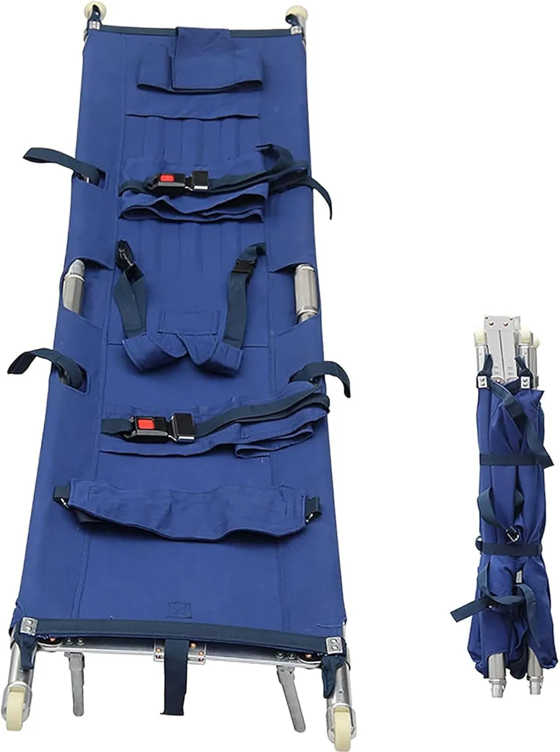 Portable Stretcher with Handbag Four-Fold Aluminum Alloy Emergency Rescue Canvas Stretcher with Wheels Aluminum Alloy Folding Multifunctional,A,