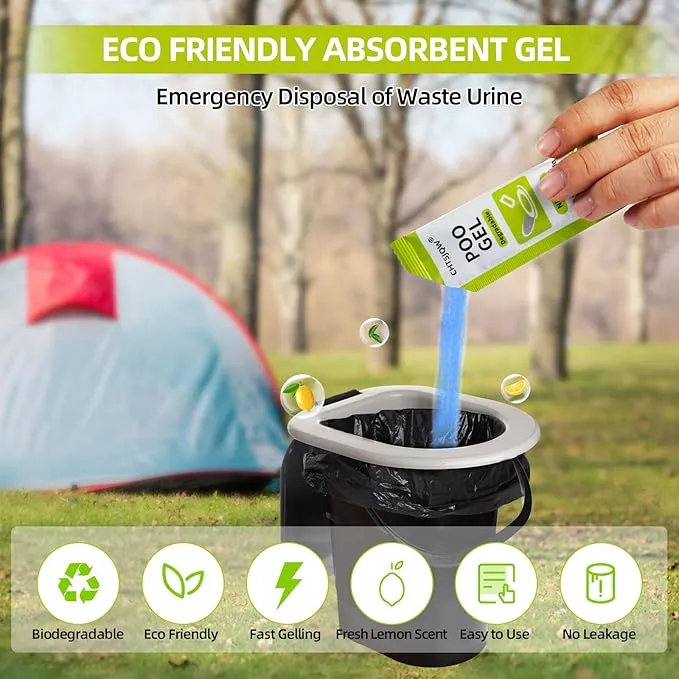 Portable Toilet Absorbent Gel Powder, 25 Pack Poo Gel for Camping Eco Absorbent Gel, Poo Urine Powder for Camping Outdoor Hiking Fast-Acting Gel