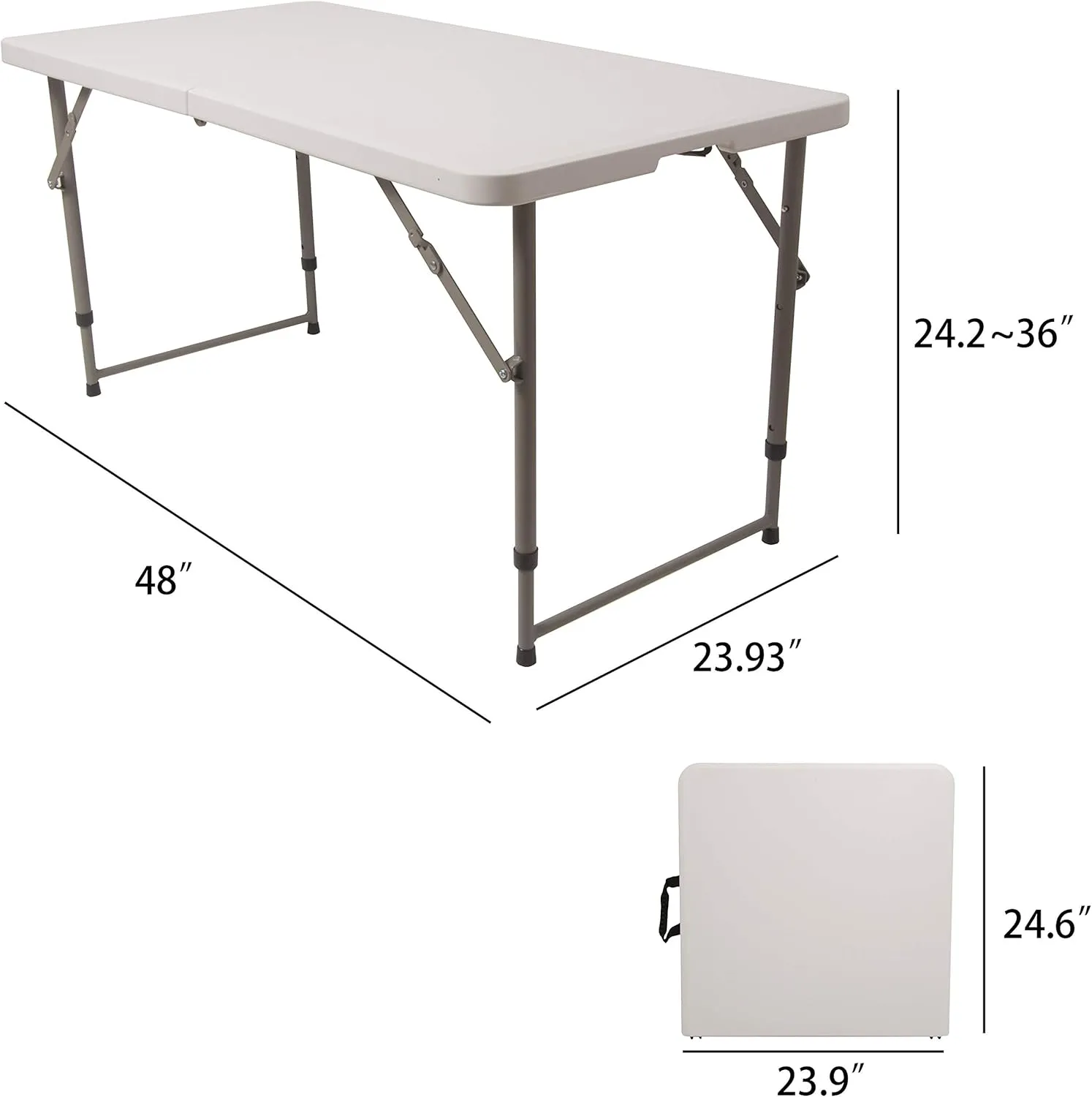 Portable Utility Camping Crafting Folding Table, 4 Feet, White