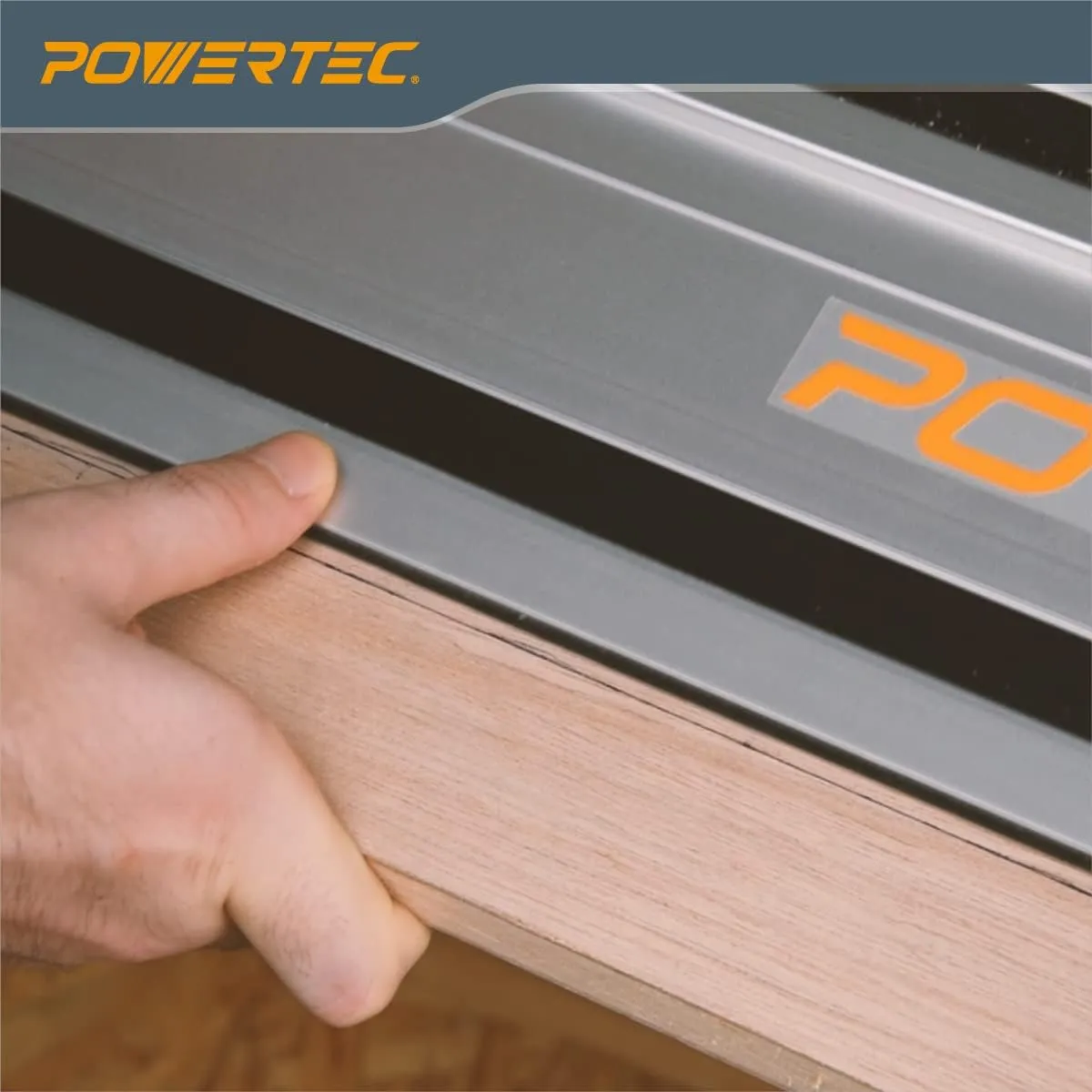 POWERTEC 71387 110" Track Saw Guide Rail Joining Set for Makita or Festool Track Saws Includes 2x55" Extruded Guide Rails and (2) Guide Rail Connectors for Woodworking Projects