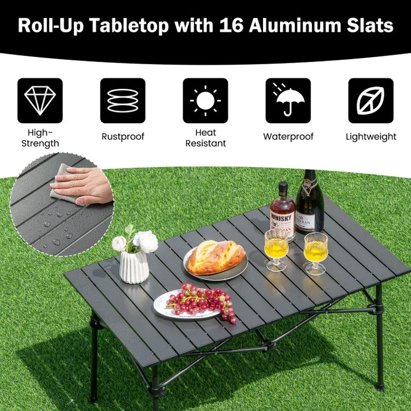 Professional title: "Portable Aluminum Camping Table for 4-6 People with Carry Bag in Black Color"