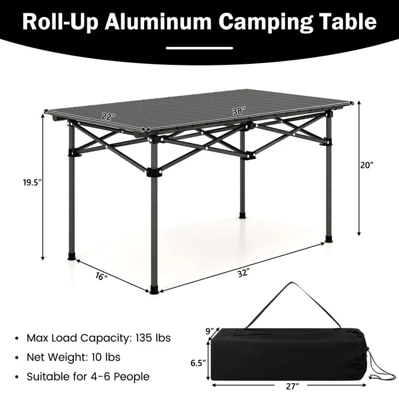 Professional title: "Portable Aluminum Camping Table for 4-6 People with Carry Bag in Black Color"