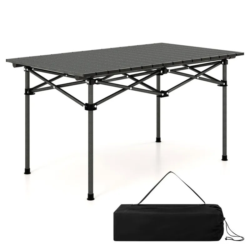 Professional title: "Portable Aluminum Camping Table for 4-6 People with Carry Bag in Black Color"