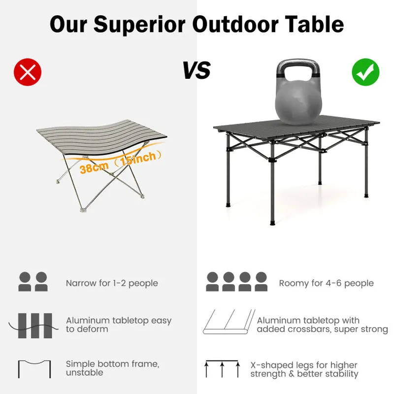 Professional title: "Portable Aluminum Camping Table for 4-6 People with Carry Bag in Black Color"