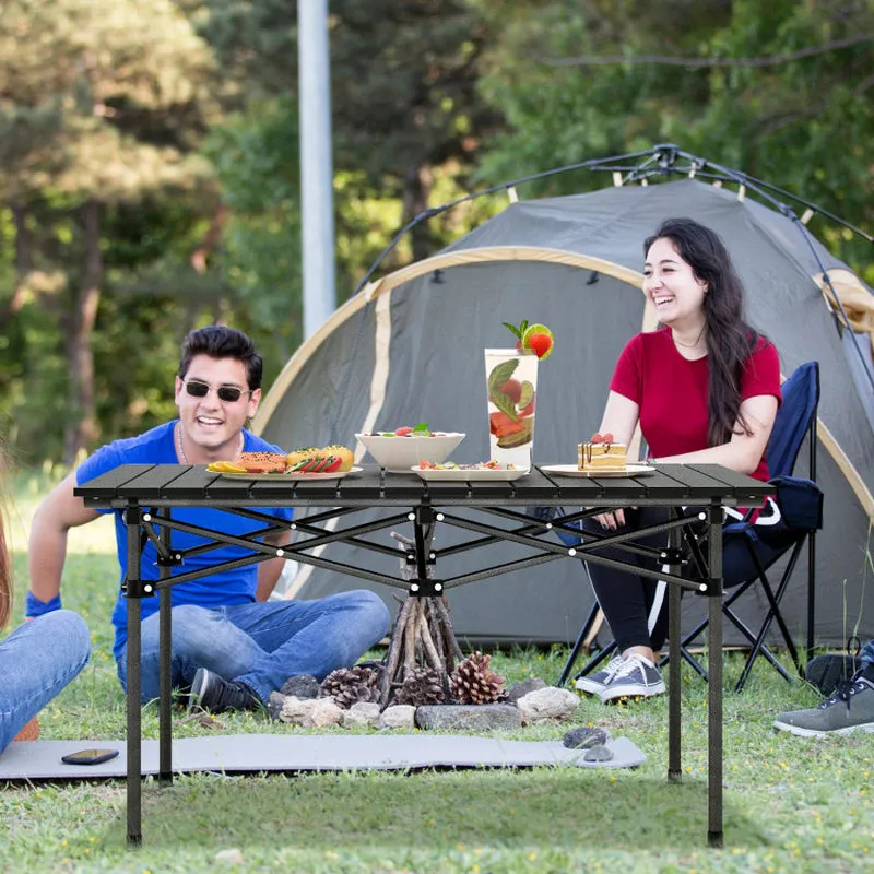 Professional title: "Portable Aluminum Camping Table for 4-6 People with Carry Bag in Black Color"
