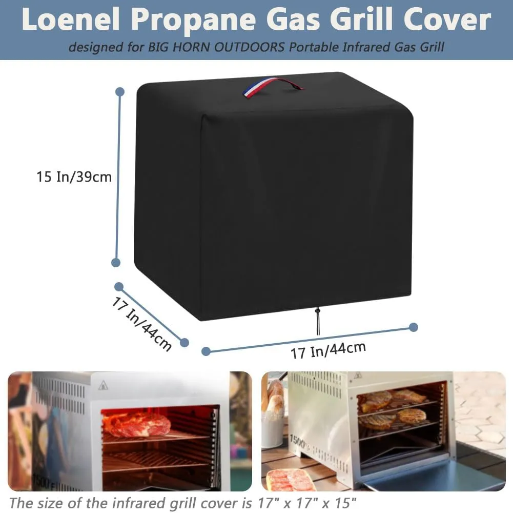 Propane Gas Grill Cover for Big Horn Outdoors Portable Infrared Gas Grill, Waterproof Cover for Infrared Outdoor Broiler BBQ Grill/Steak Cooker/Salamander Broiler/Barbecue Propane Oven