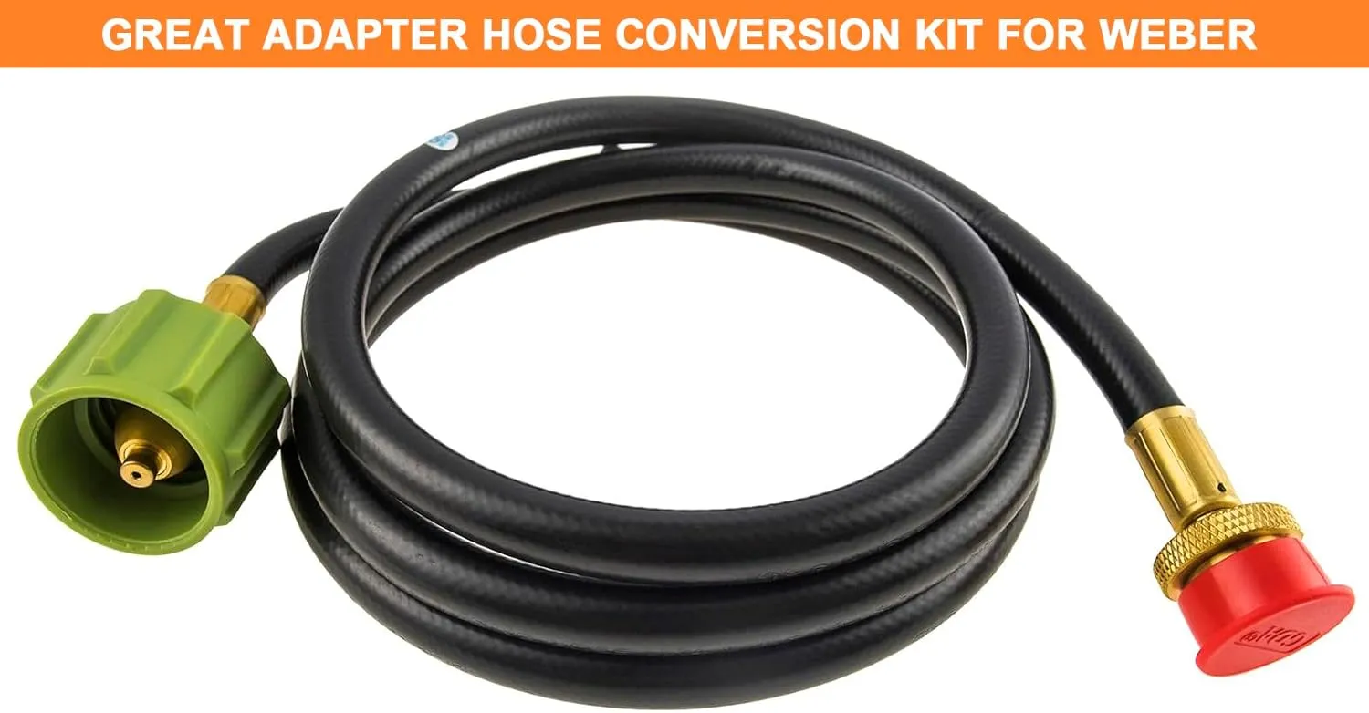 Propane Hose for Weber Adapter Hose 6501, for Weber Q Grill Parts Weber Q SER, Gas Go-Anywhere Grills, for Weber Traveler Portable Gas Grill, Summit Charcoal, Kamado S6 & Select Performer Models, 6FT