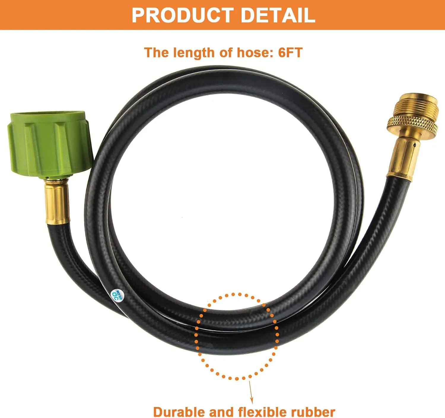 Propane Hose for Weber Adapter Hose 6501, for Weber Q Grill Parts Weber Q SER, Gas Go-Anywhere Grills, for Weber Traveler Portable Gas Grill, Summit Charcoal, Kamado S6 & Select Performer Models, 6FT