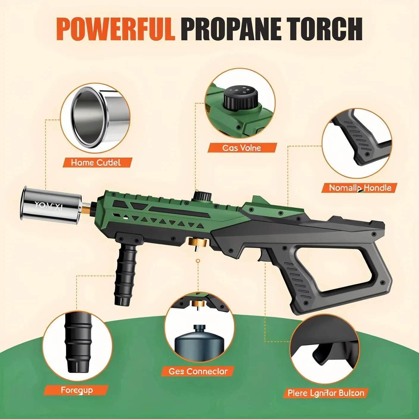 Propane Torch | Adjustable Flame Thrower Gun | Flamethrower for BBQ, Searing Steak, Welding, Campfire & Charcoal (Propane Tank Not Included)