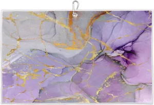 Purple Marble Golf Towel with Heavy Duty Carabiner Ultra Absorbent Quick Dry Perfect for Cleaning Clubs Balls Gear Essential Golf Accessory for Men Women Kids