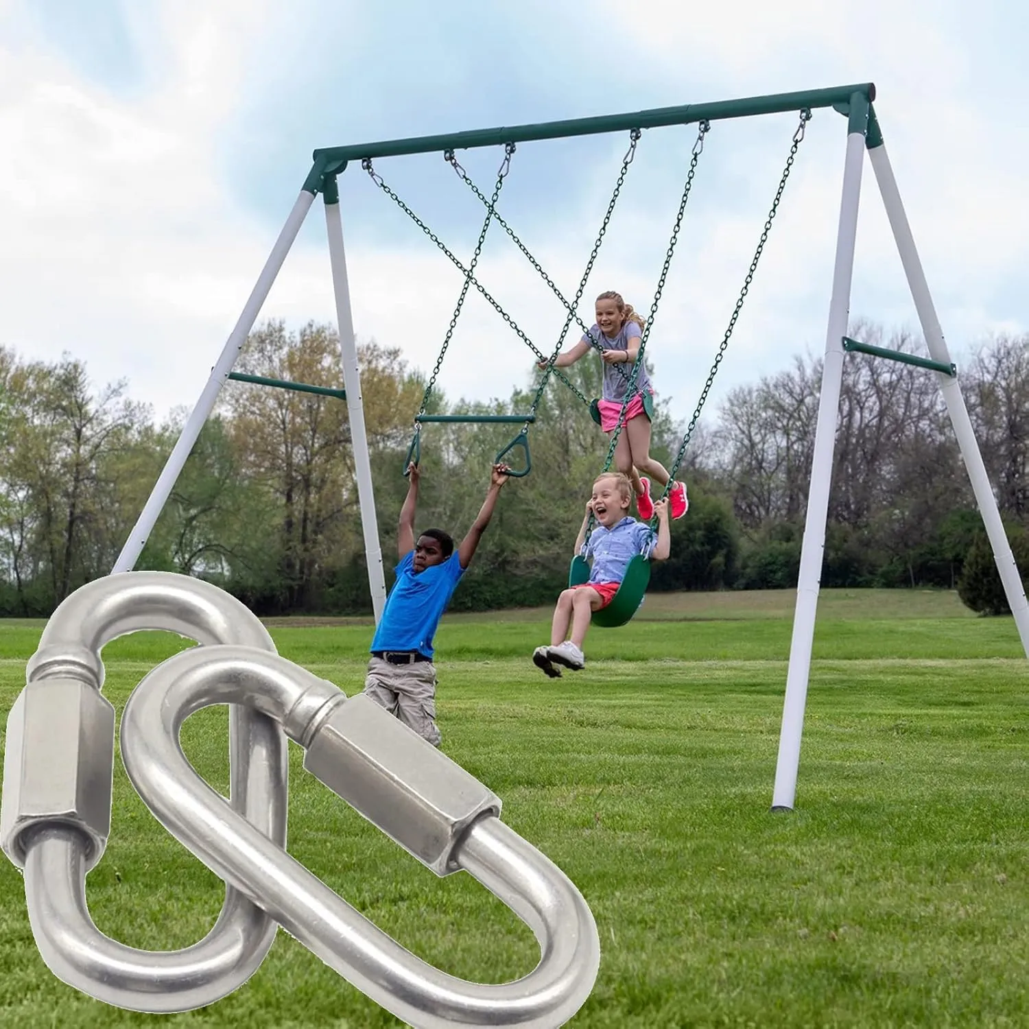 Quick Link Heavy Duty Carabiner Clips, Locking Chain Quick Links for Porch Swing, 1200lbs Capacity Large Connector for Safety Chains, Hammock, Gym, Shade Sails