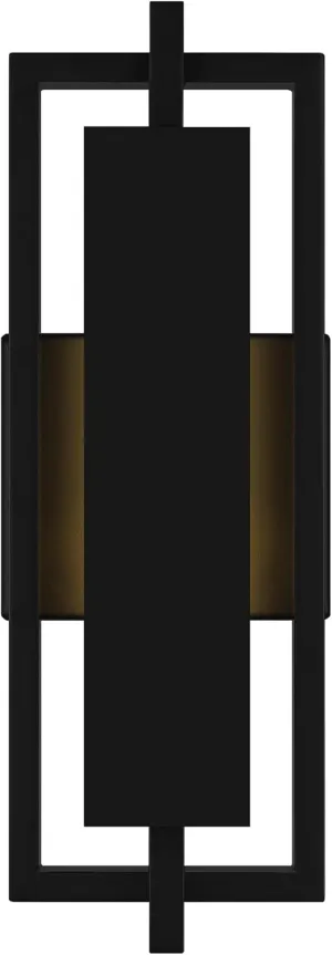 Quoizel Pointsett Outdoor Wall Lantern, 16 Inch Geometric Coastal Armour Matte Black Wall Sconce, Sleek Modern Light Fixture, Integrated LED, Outside Lights for Patio, Porch, Front Door or Garage