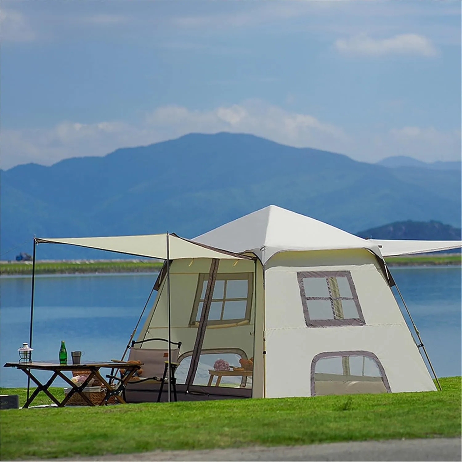 Rainproof Outdoor Camping Quick-Opening Canopy 2 in 1 Camping Folding Portable Tent