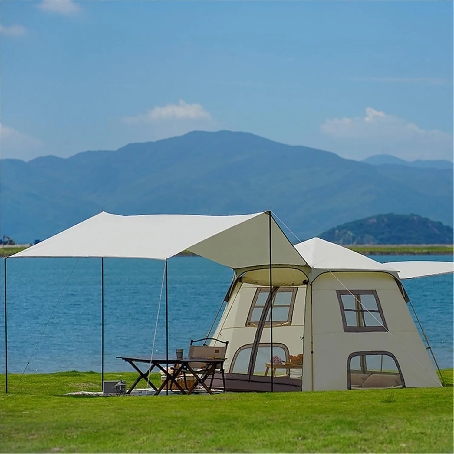 Rainproof Outdoor Camping Quick-Opening Canopy 2 in 1 Camping Folding Portable Tent