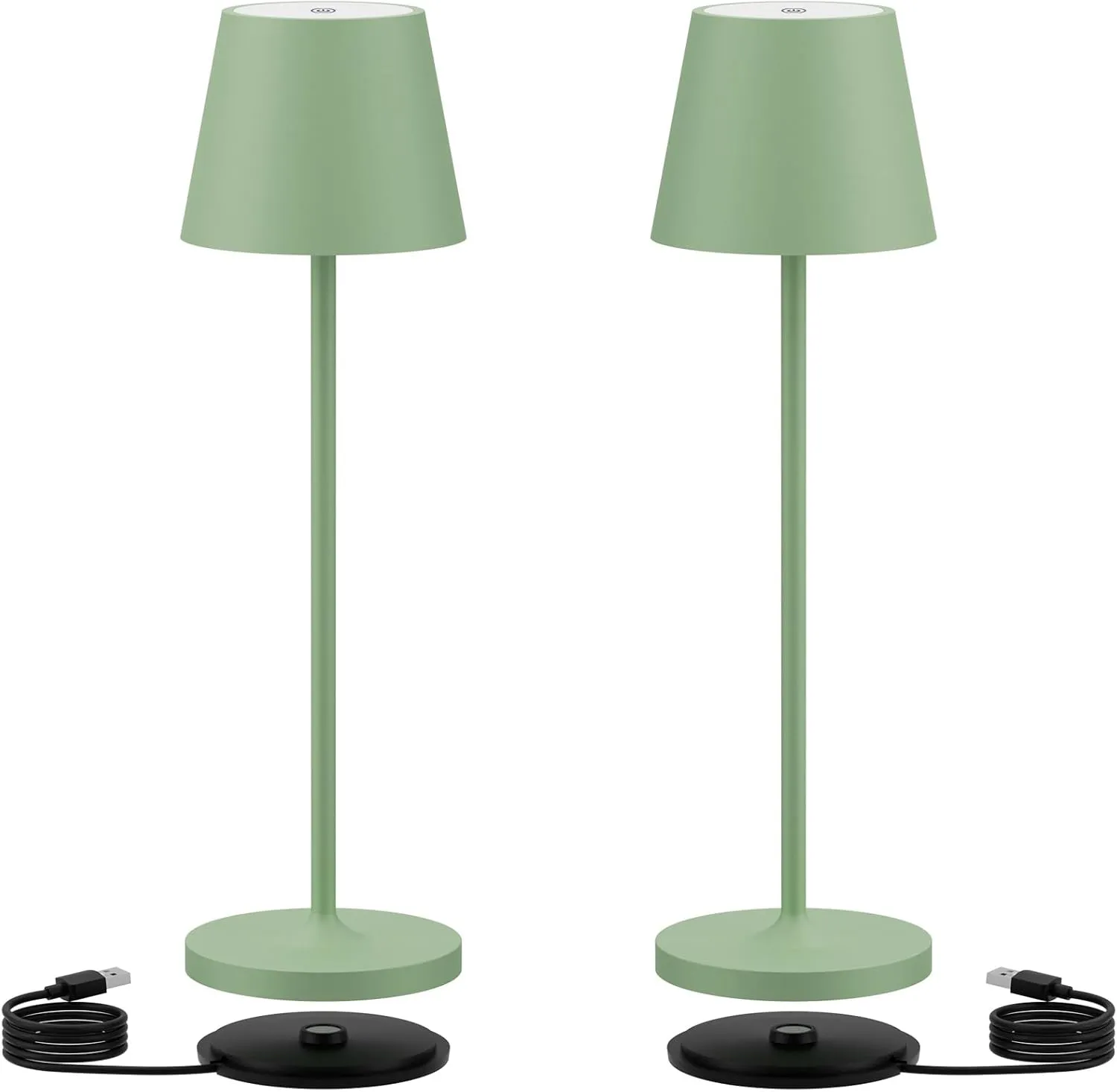 Ralaby IP54 Cordless Table Lamps Portable Rechargeable Battery Operated Lamp, Modern Aluminum Dimmable Indoor/Outdoor Cordless Lamp,Desk Lamp for/Restaurant/Bar/Cafe/Bedroom (2 Pack,Green,4800mAh)
