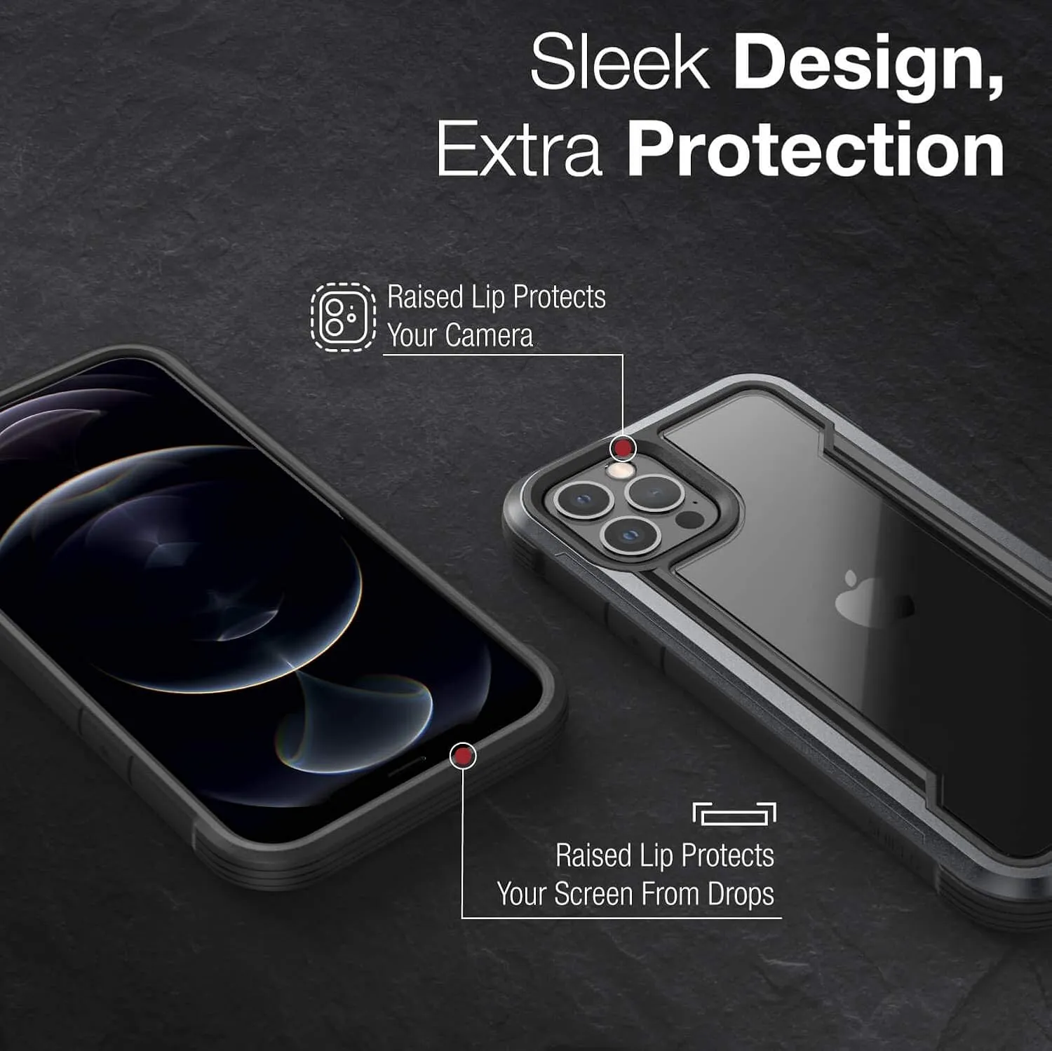RAPTIC Shield Case Compatible with iPhone 12 & iPhone 12 Pro Case, Shock Absorbing Protection, Durable Aluminum Frame, 10ft Drop Tested, Fits iPhone 12 & 12 Pro, Black