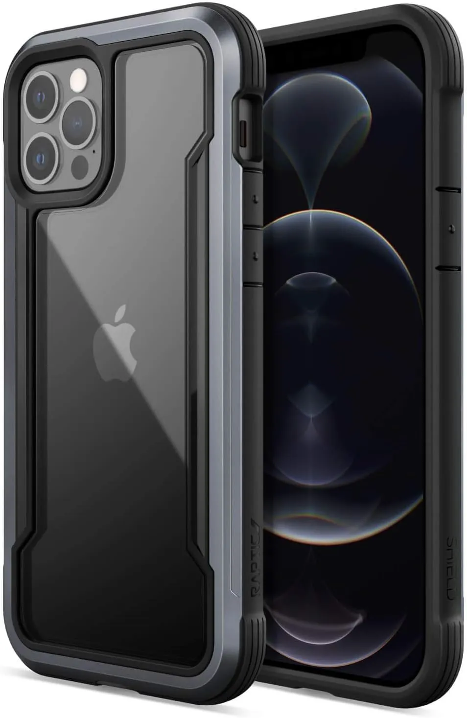 RAPTIC Shield Case Compatible with iPhone 12 & iPhone 12 Pro Case, Shock Absorbing Protection, Durable Aluminum Frame, 10ft Drop Tested, Fits iPhone 12 & 12 Pro, Black