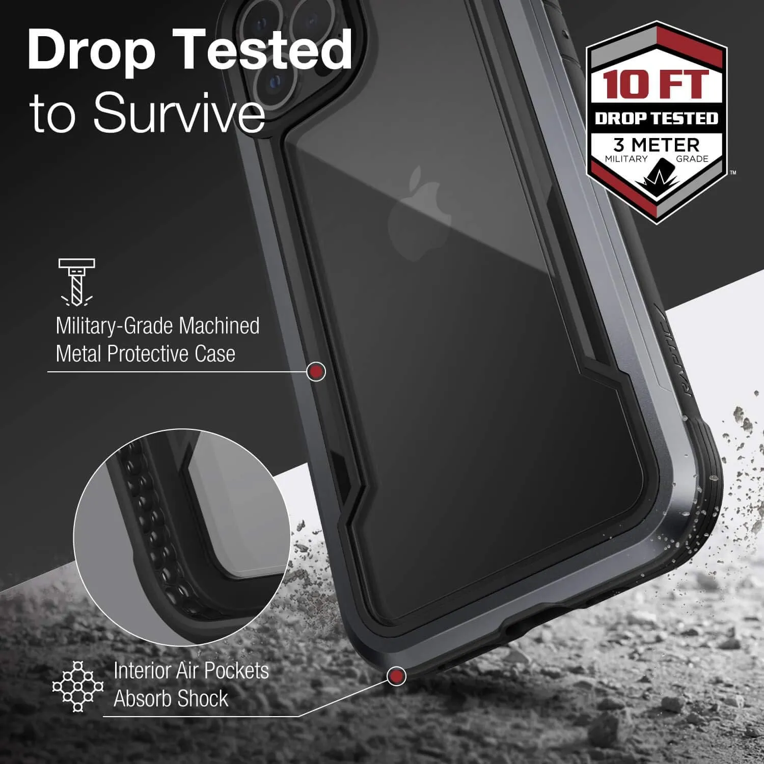 RAPTIC Shield Case Compatible with iPhone 12 & iPhone 12 Pro Case, Shock Absorbing Protection, Durable Aluminum Frame, 10ft Drop Tested, Fits iPhone 12 & 12 Pro, Black