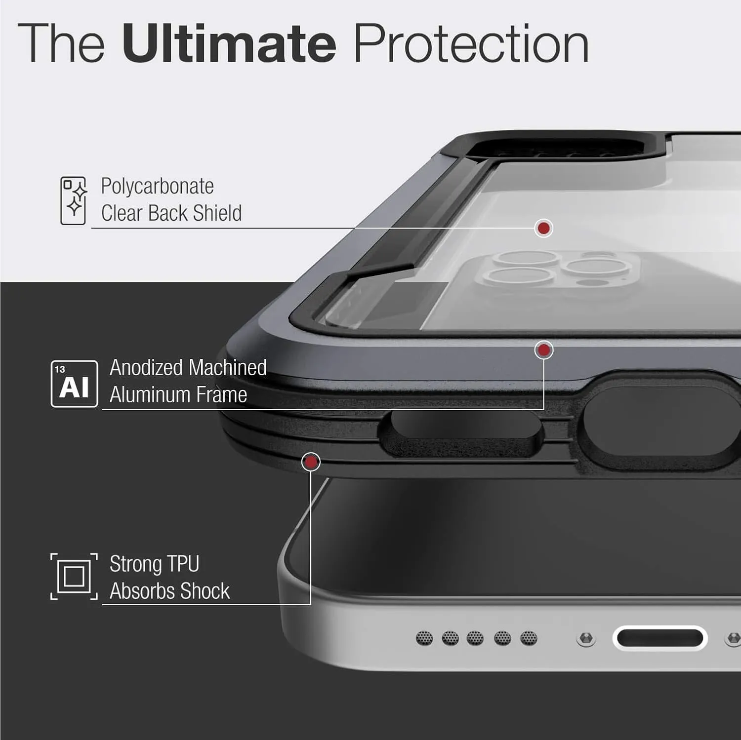 RAPTIC Shield Case Compatible with iPhone 12 & iPhone 12 Pro Case, Shock Absorbing Protection, Durable Aluminum Frame, 10ft Drop Tested, Fits iPhone 12 & 12 Pro, Black