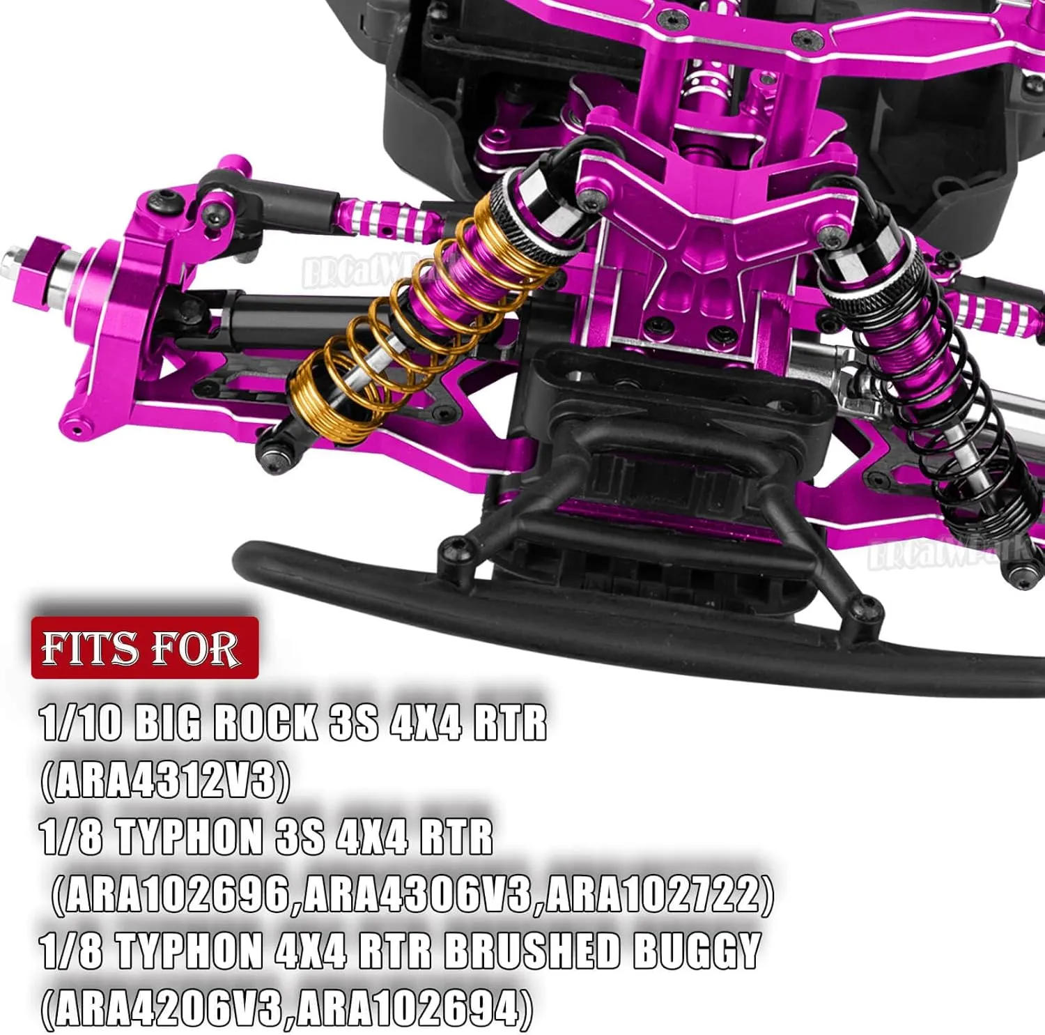 RC Upgrades Part for 1/10 Big Rock 3S BLX,1/8 Typhon 3S BLX,A-Arm,Shocks,Caster Blocks,Steering Blocks,Stub Axle Carriers,Links,Gearbox,Drive Shaft Axles,Support,Steering,Spline,Pink