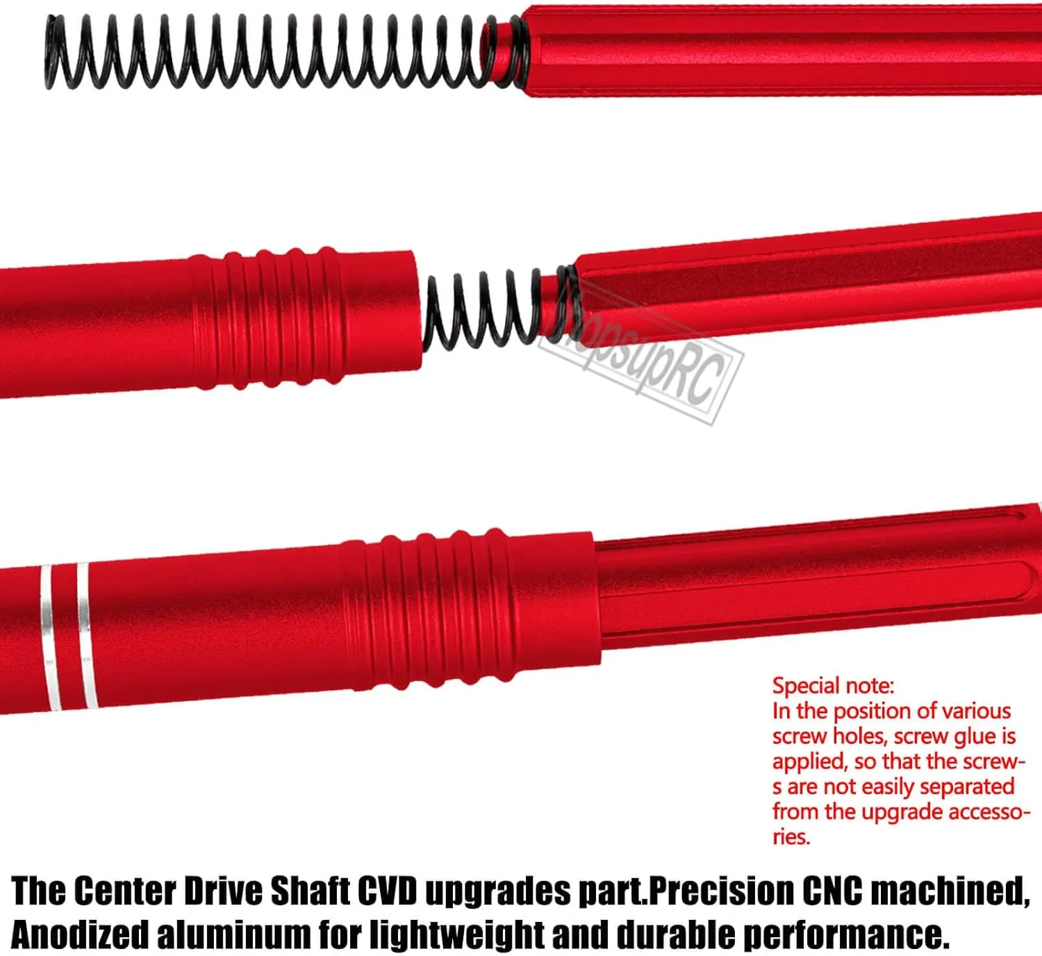 RC Upgrades Part for 1/10 Big Rock 3s Blx.Senton/Granite 3S BLX(Mega 550),1/8 Typhon 3S BLX&Mega 550.Aluminium Center Slider Driveshafts Center Drive Shaft CVD,Red
